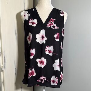 Violet + Claire Floral Sleeveless Top - Black and Pink